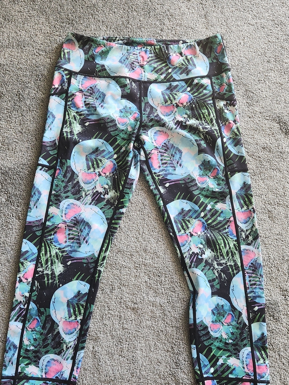 Constantly Varied Gear Tropical Skull Print Leggings in Black, Blue, Green, Pink